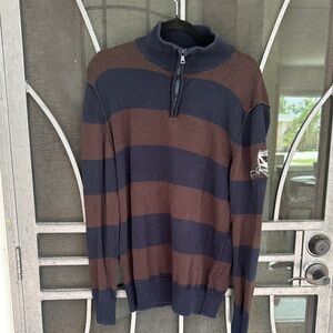 Nautica Sweater - Navy Blue and Brown